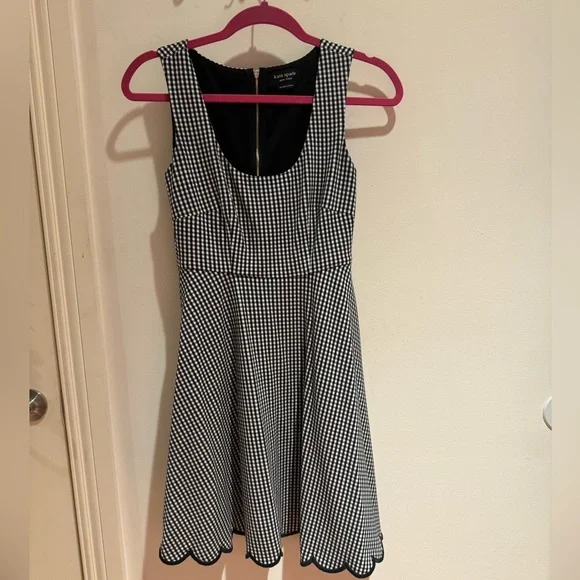 Kate Spade Jazzy Gingham Scalloped Ponte Dress - Picture 2 of 3
